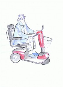 Ik, in een scootmobiel?